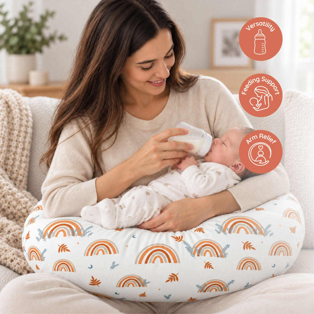 Jolly Jumper Baby Sitter Nursing Pillow - Rainbows