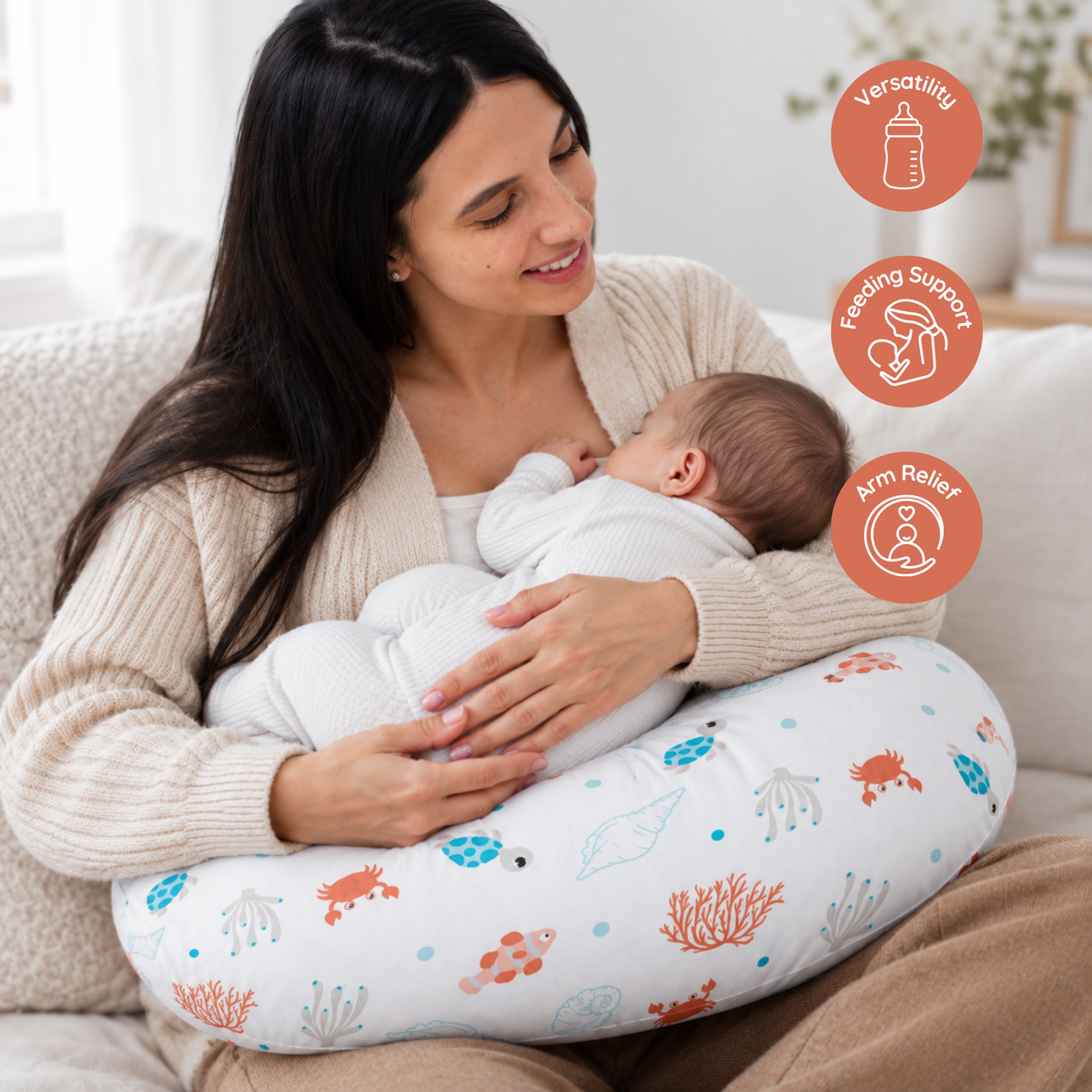Jolly Jumper Baby Sitter Nursing Pillow - Beach Turtles