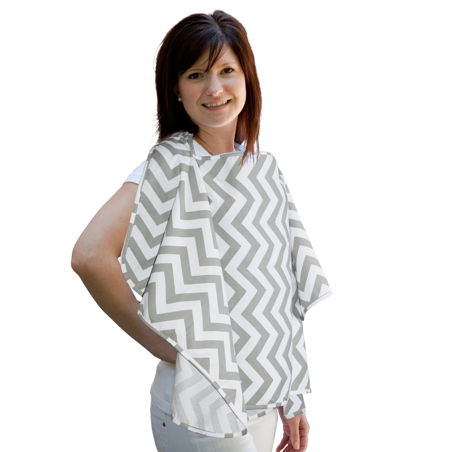 Nursing Poncho - Grey Chevron