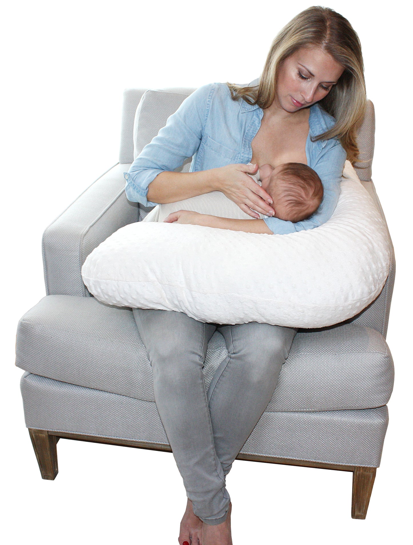 White Chenille Nursing Cushion