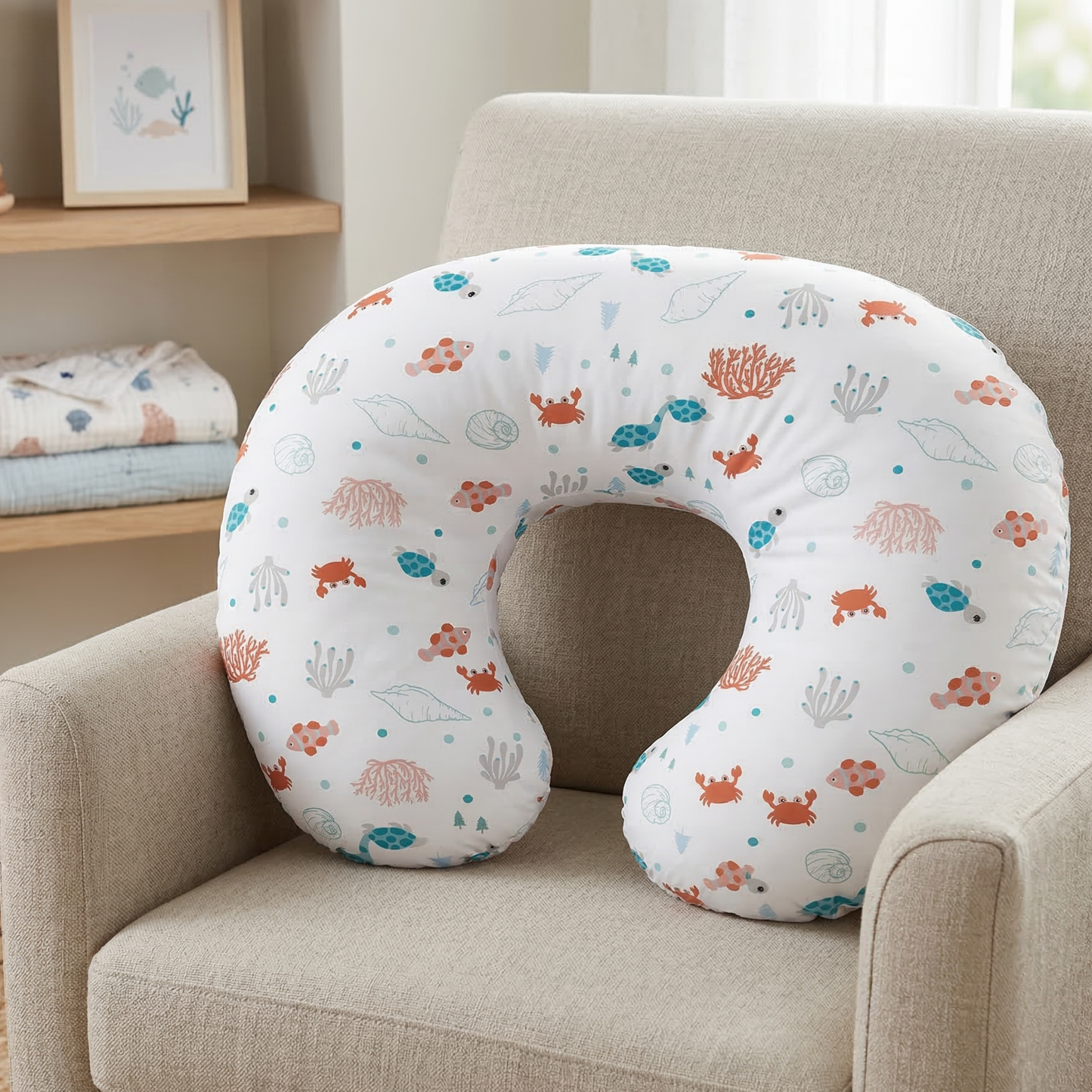 Jolly Jumper Baby Sitter Nursing Pillow - Beach Turtles