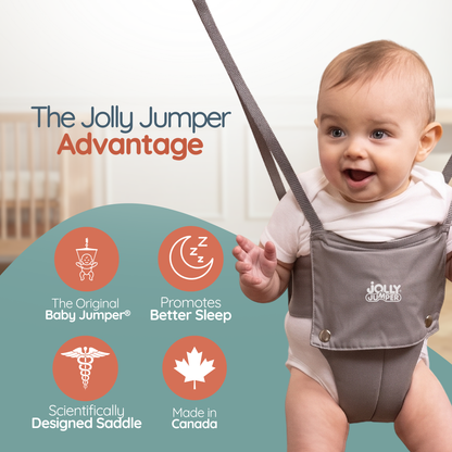 Jolly Jumper Elite – Original Baby Exerciser with Super Stand, Grey Safari Saddle