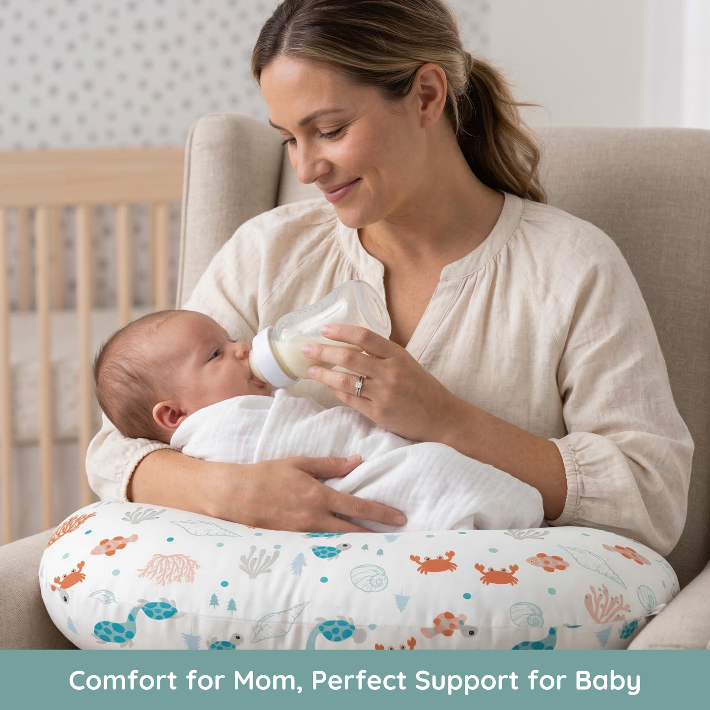 Jolly Jumper Baby Sitter Nursing Pillow - Beach Turtles