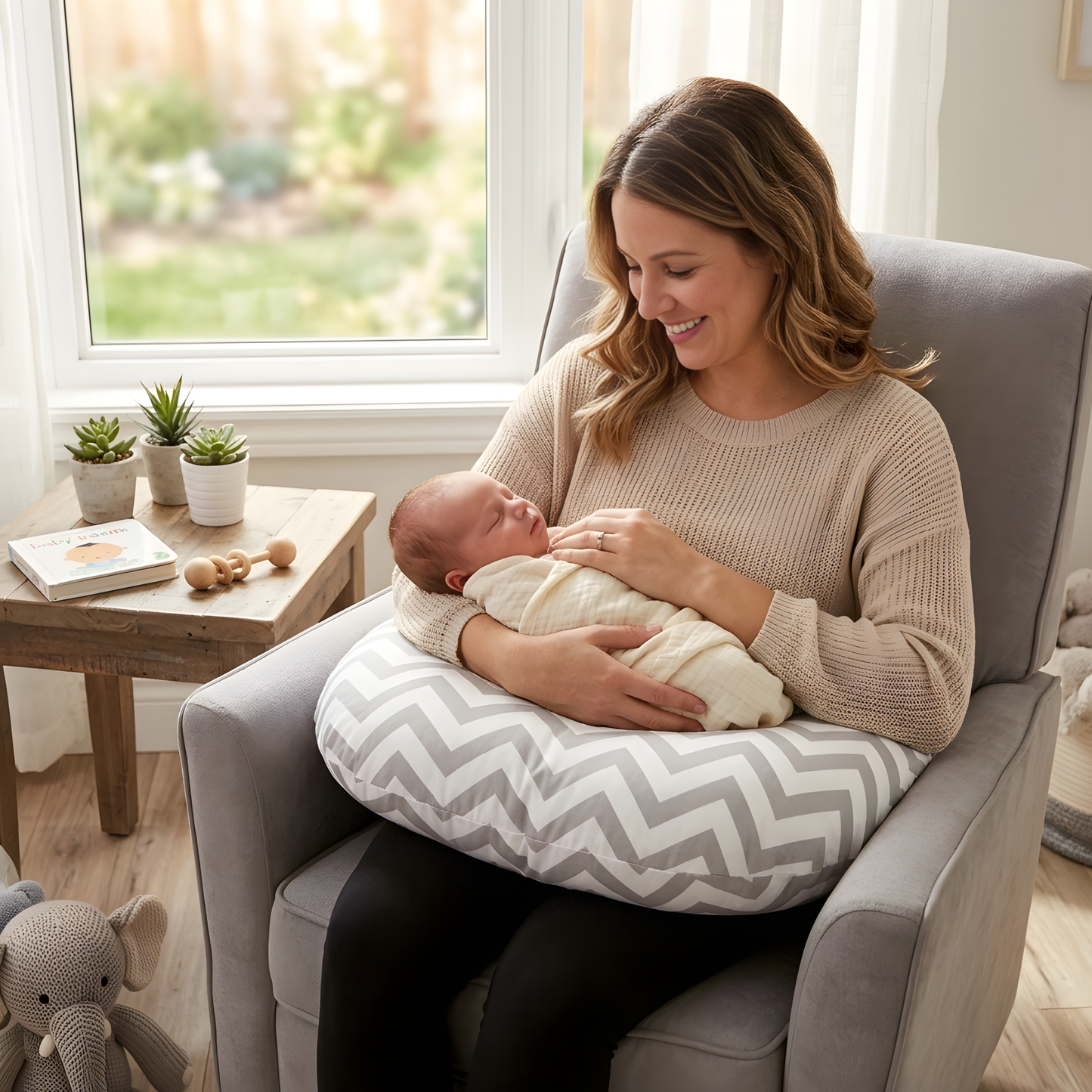 Baby Sitter Nursing and Play Cushion - Grey Chevron