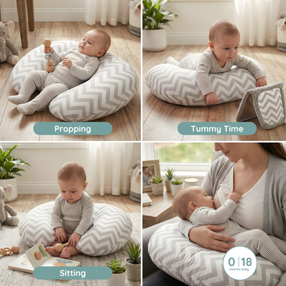 Baby Sitter Nursing and Play Cushion - Grey Chevron