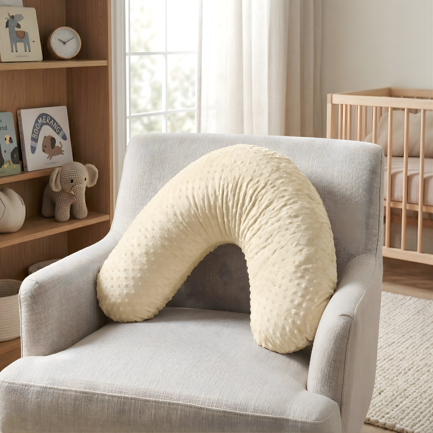 Boomerang Nursing Cushion - Cream Chenille