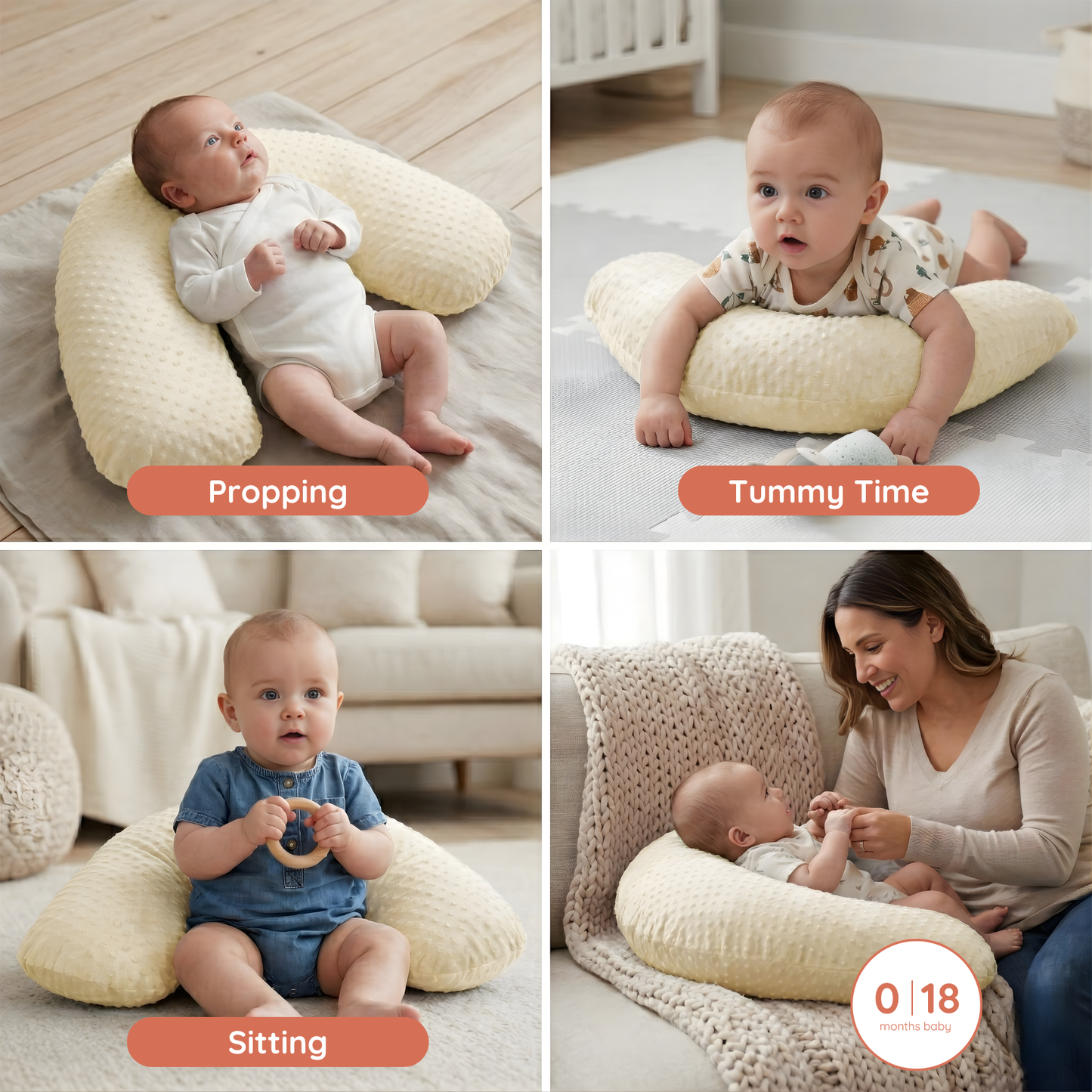 Boomerang Nursing Cushion - Cream Chenille