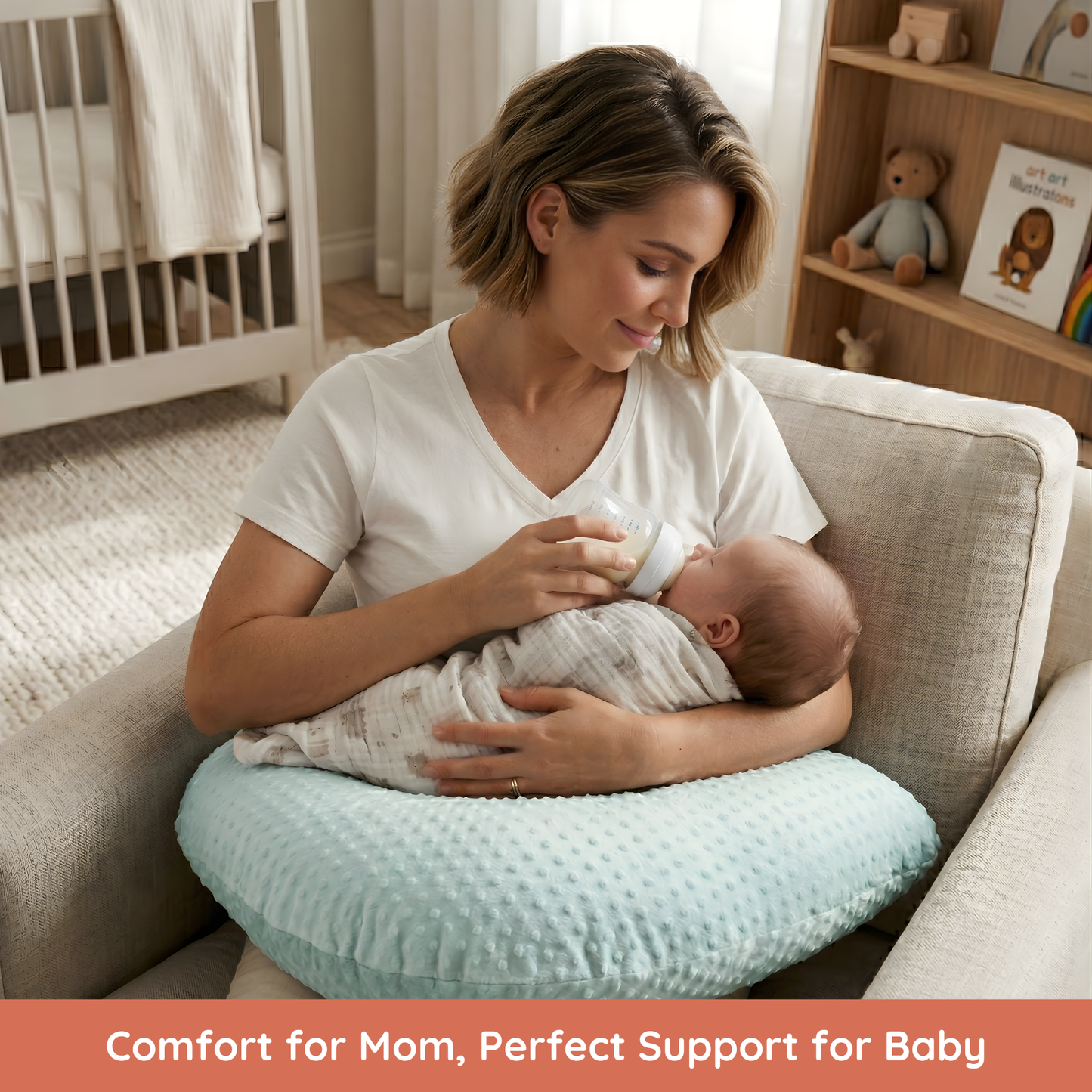 Boomerang Nursing Cushion - Seafoam Chenille