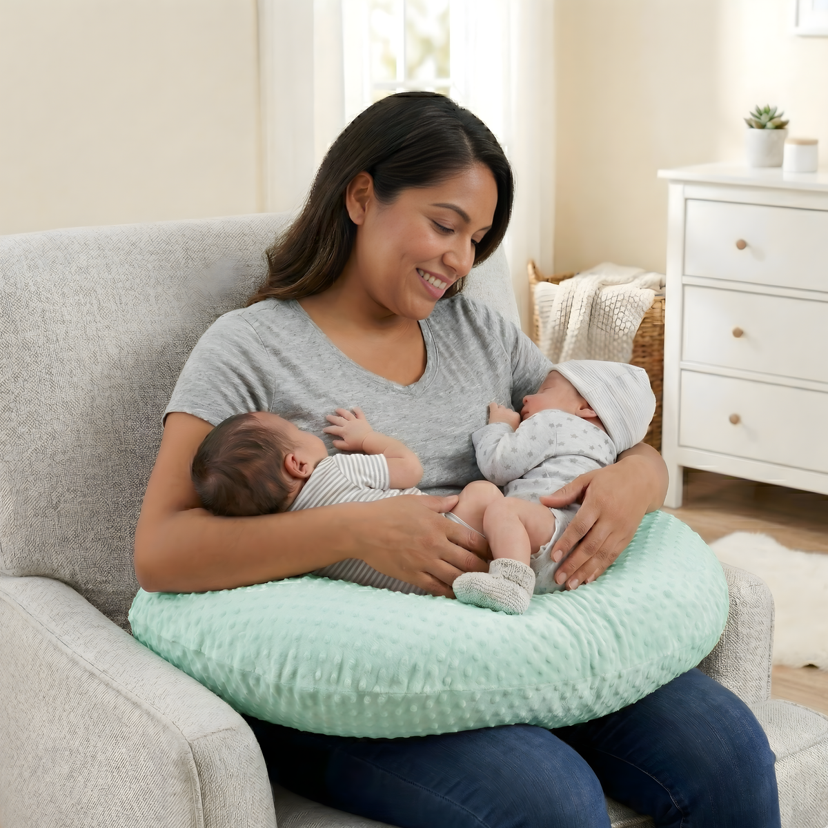 Boomerang Nursing Cushion - Seafoam Chenille