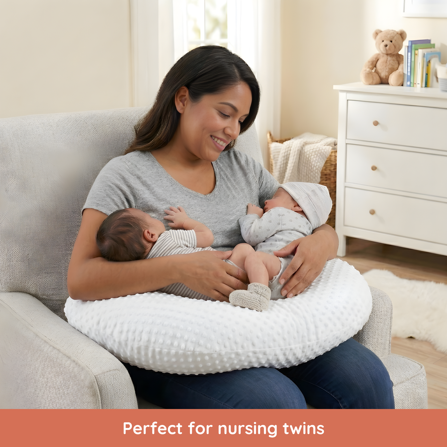 Boomerang Nursing Cushion - White Chenille