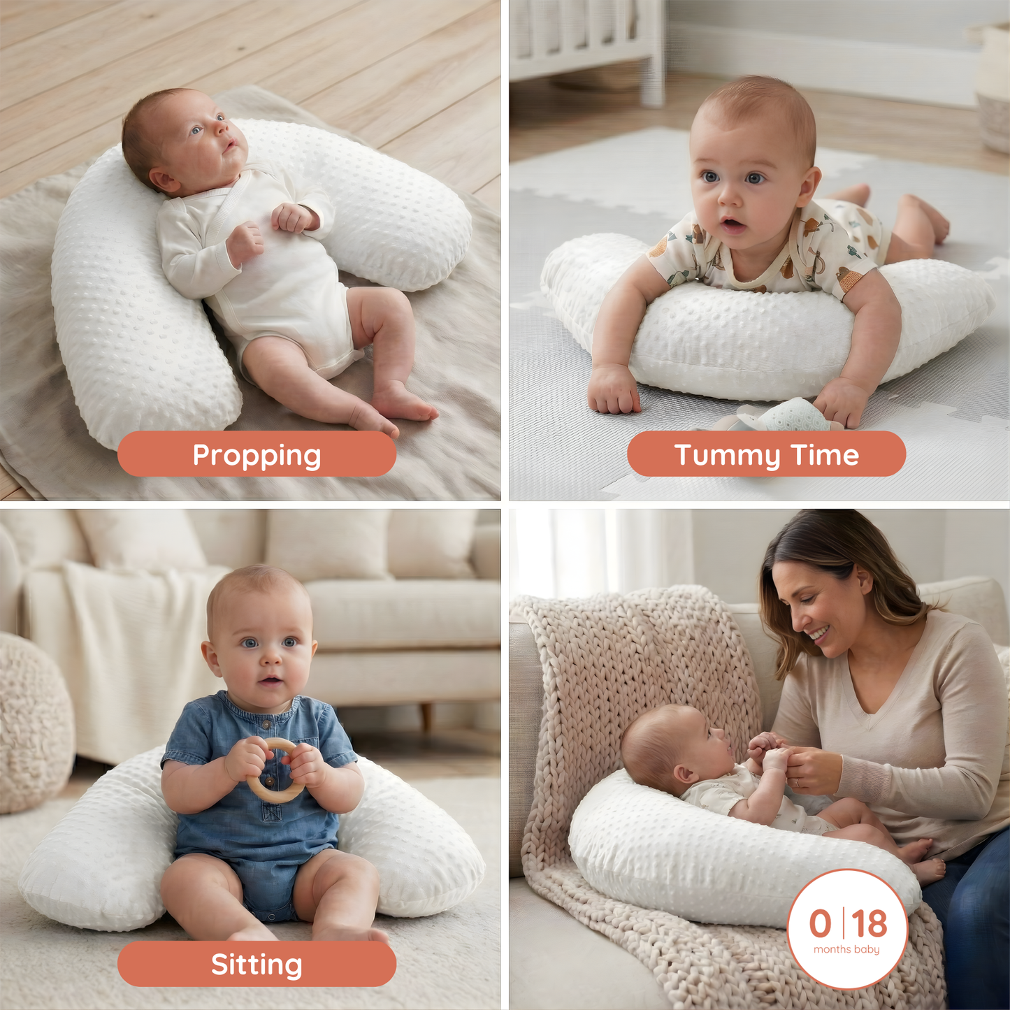 Boomerang Nursing Cushion - White Chenille