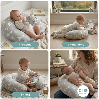 Baby Sitter Nursing and Play Cushion - Grey Jungle