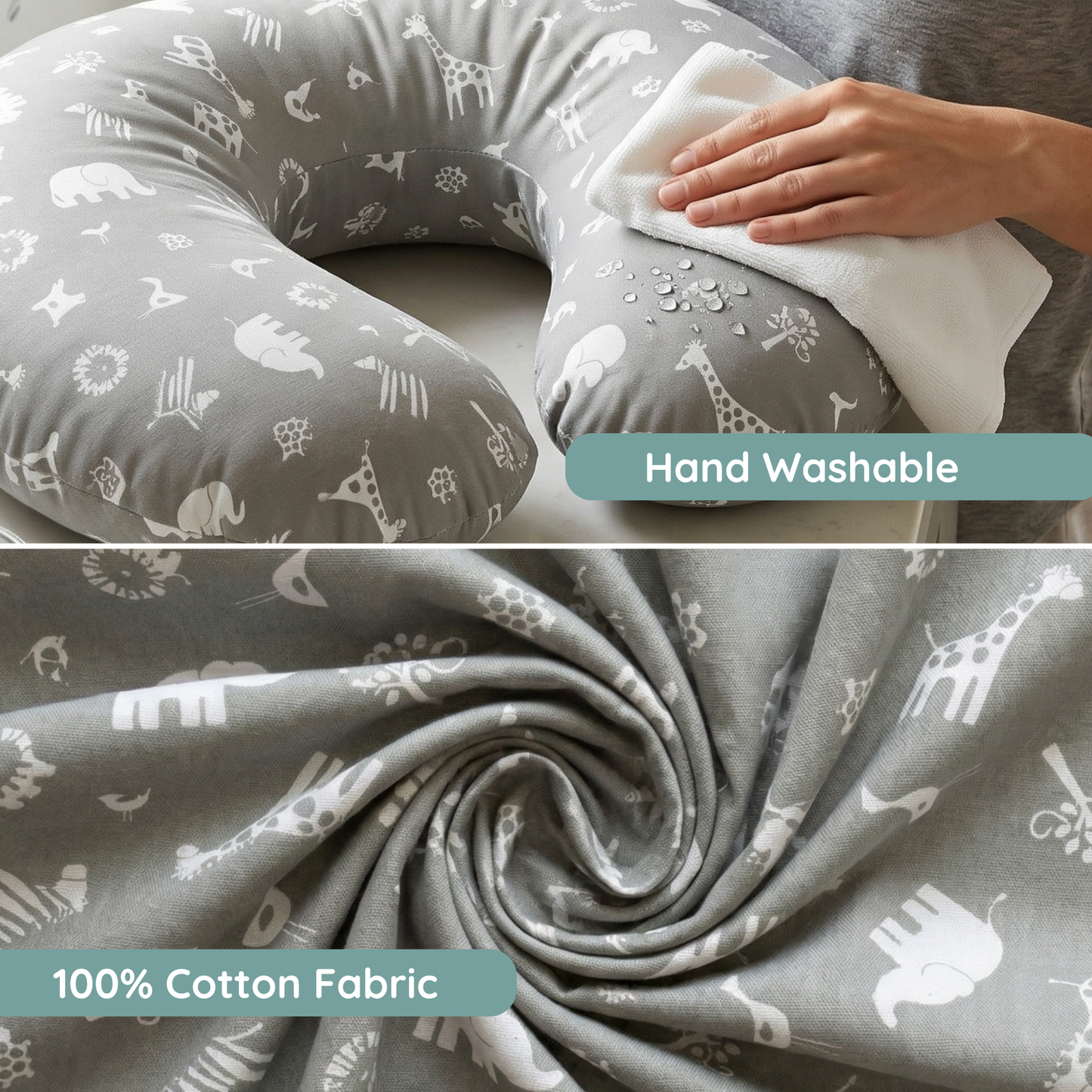 Baby Sitter Nursing and Play Cushion - Grey Jungle