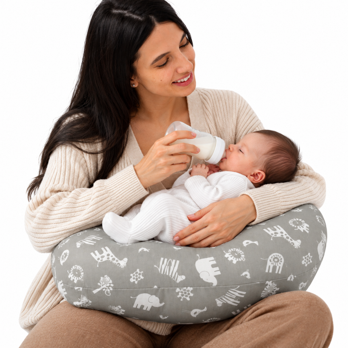 Baby Sitter Nursing and Play Cushion - Grey Jungle
