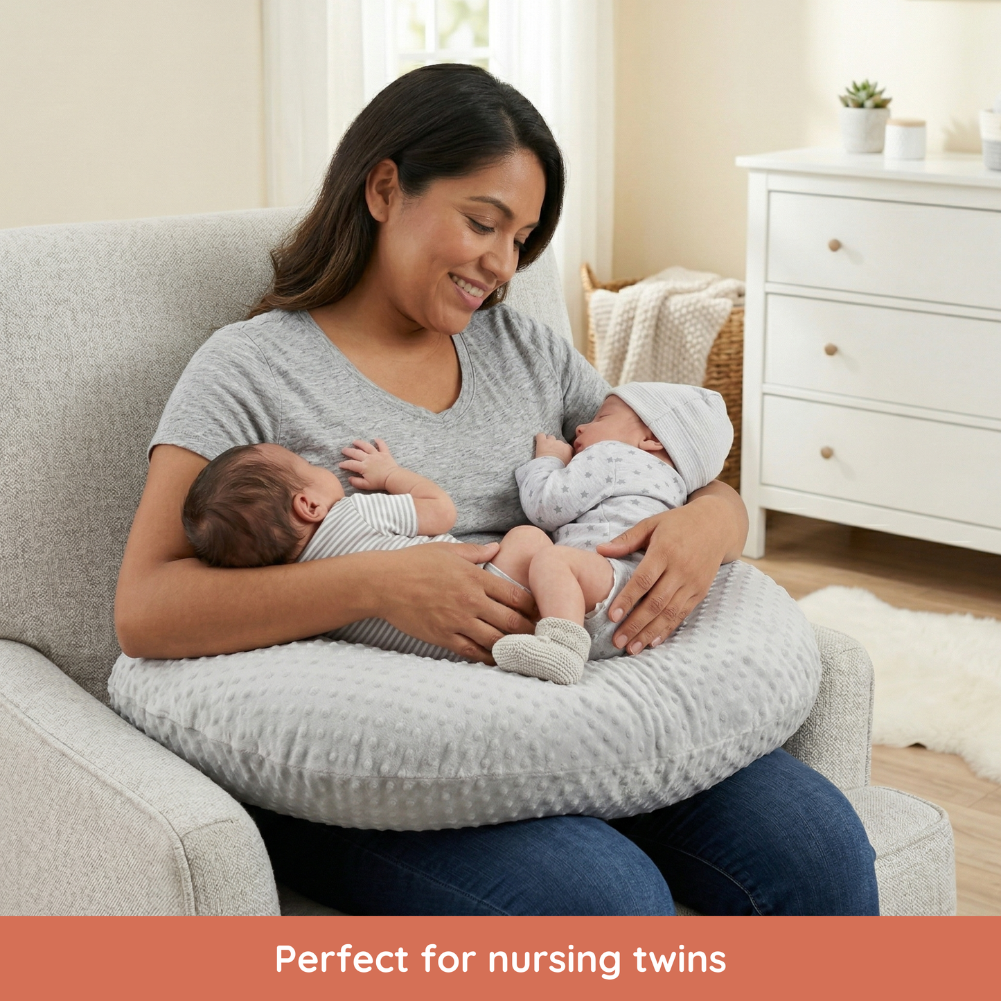 Boomerang Nursing Cushion - Grey Chenille