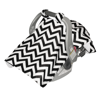 Infant Car Seat Veil - Black Chevron