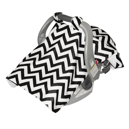 Infant Car Seat Veil - Black Chevron