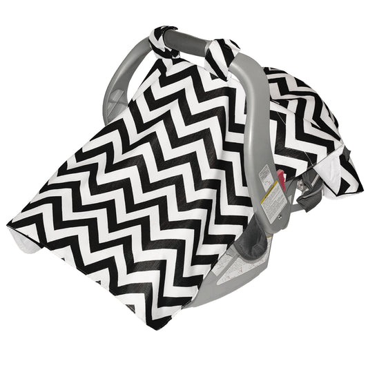 Infant Car Seat Veil - Black Chevron