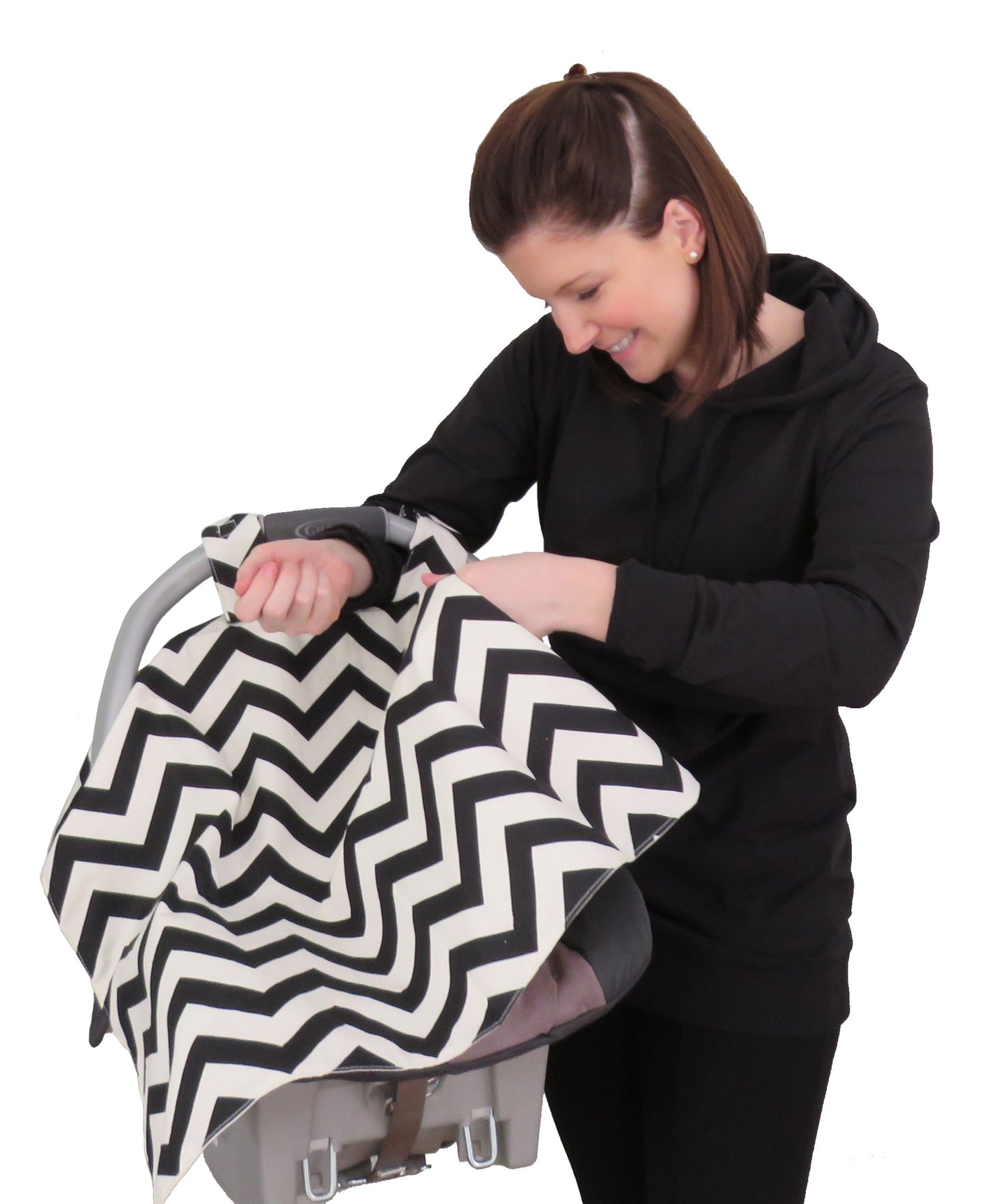 Infant Car Seat Veil - Black Chevron